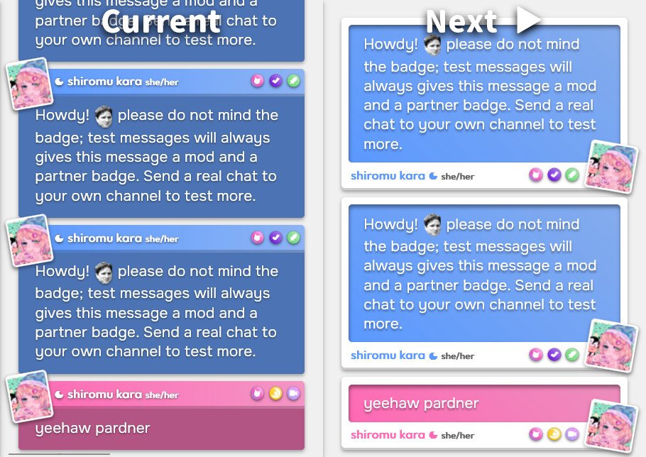shiromu_kara's tweet image. vtuber remodel/rebrand ❌❌
chat widget refresh ✅✅✅ 💯💯💯 #streamelements #twitchchat