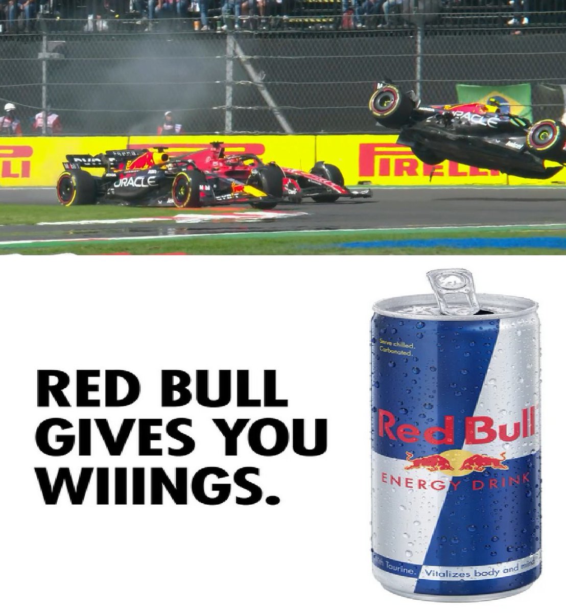Checo doing some top tier advertising for Red Bull