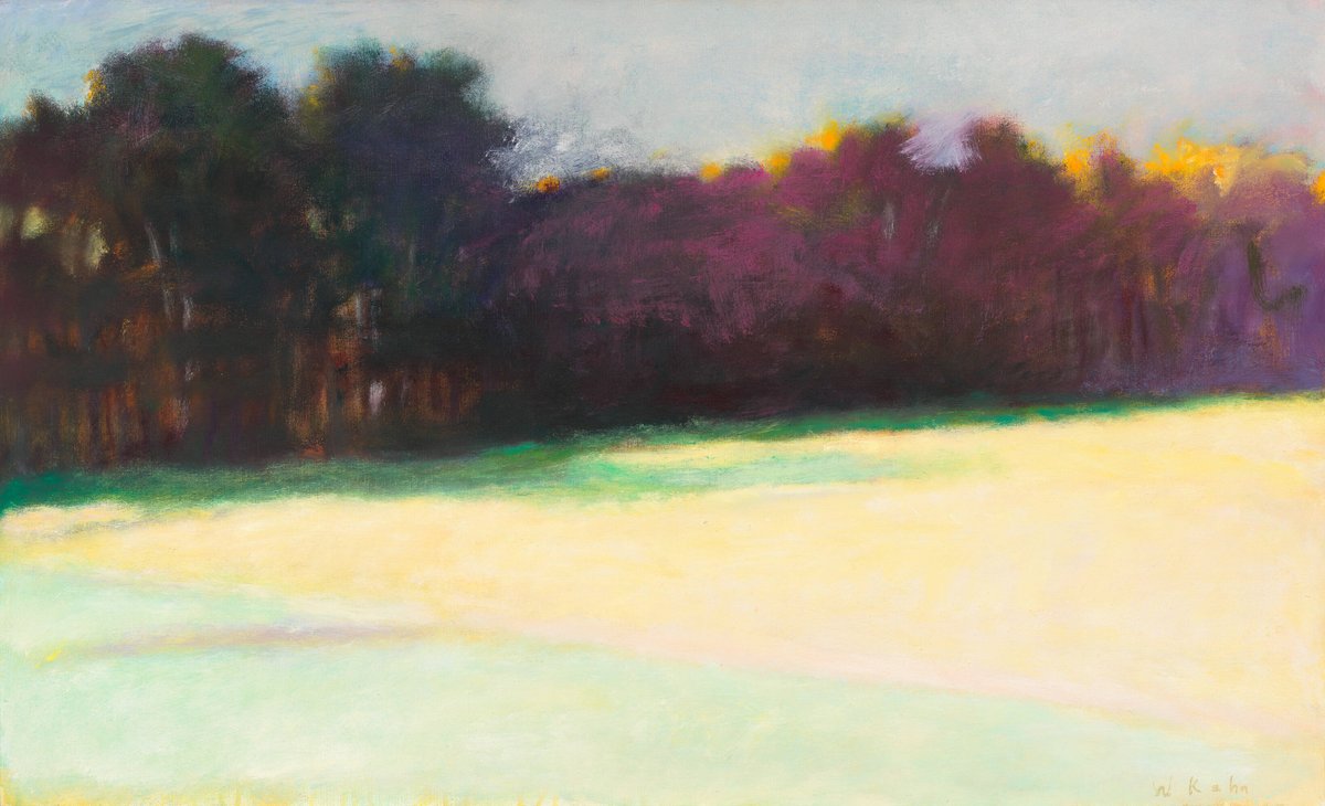 whitneymuseum's tweet photo. On this chilly autumn Sunday, enjoy a serene fall landscape by Wolf Kahn.
—
#WolfKahn, Autumn Evening, 1973 https://t.co/ZOIc1iOWq1