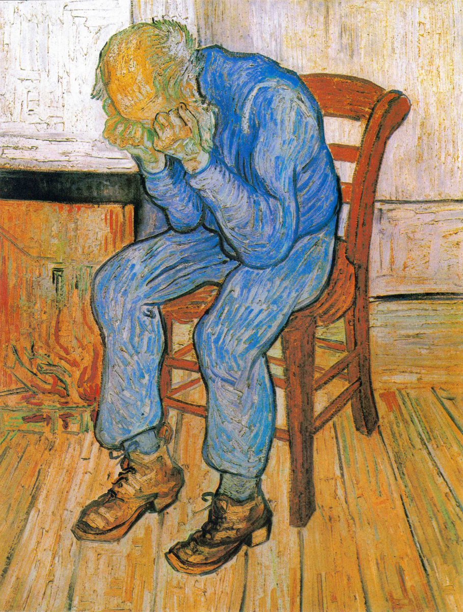 Vincent Van Gogh
Anciano en pena (en las puertas de la eternidad), 1890
En este dibujo el artista retrataba a un anciano veterano de guerra Adrianus Jacobus Zuyderland, con su cabeza enterrada en sus manos, cerca del final de su vida.