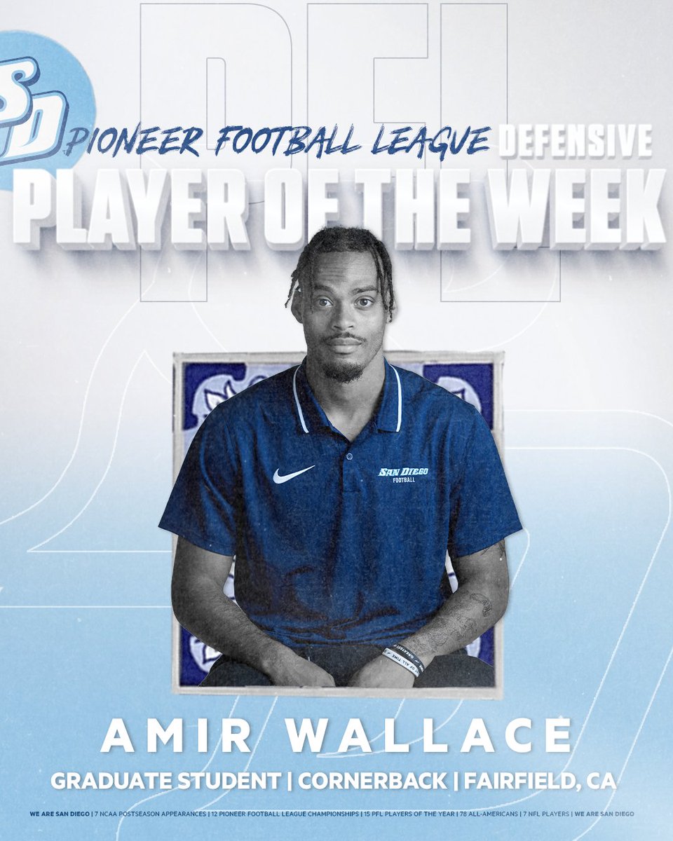 Stepped up and sealed a big-time win. Congrats to @amir_wallace22 for being named the @PFLNews Defensive Player of the Week! 🗞️: bit.ly/46QLVeo #GoToreros