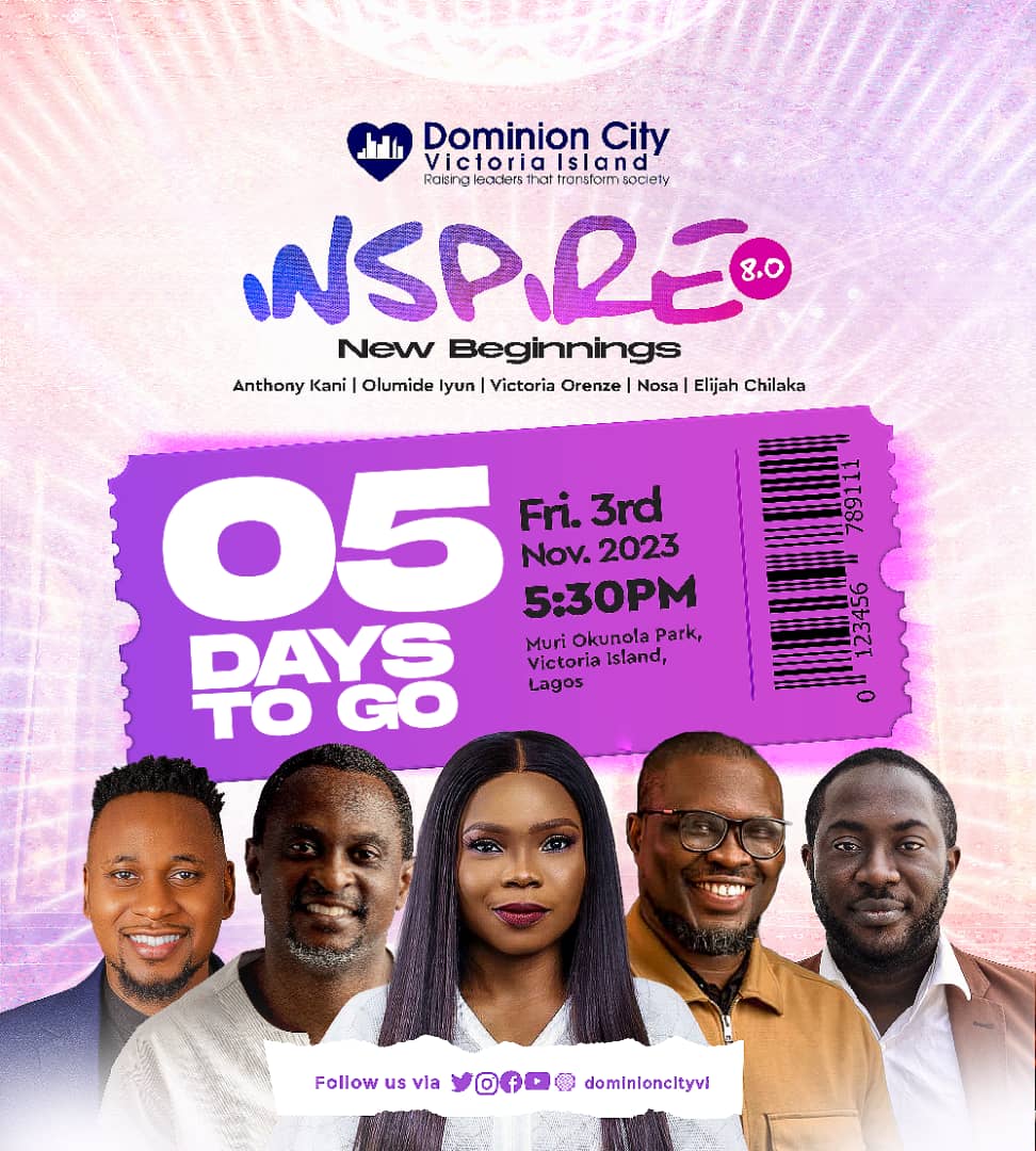 We believe your dancing shoes are ready. #NewBeginning #inspire8 We are 5 Days away. Come let us #worship the One who is the Portion of our inheritance. #pastordavidogbueli #DominionCity