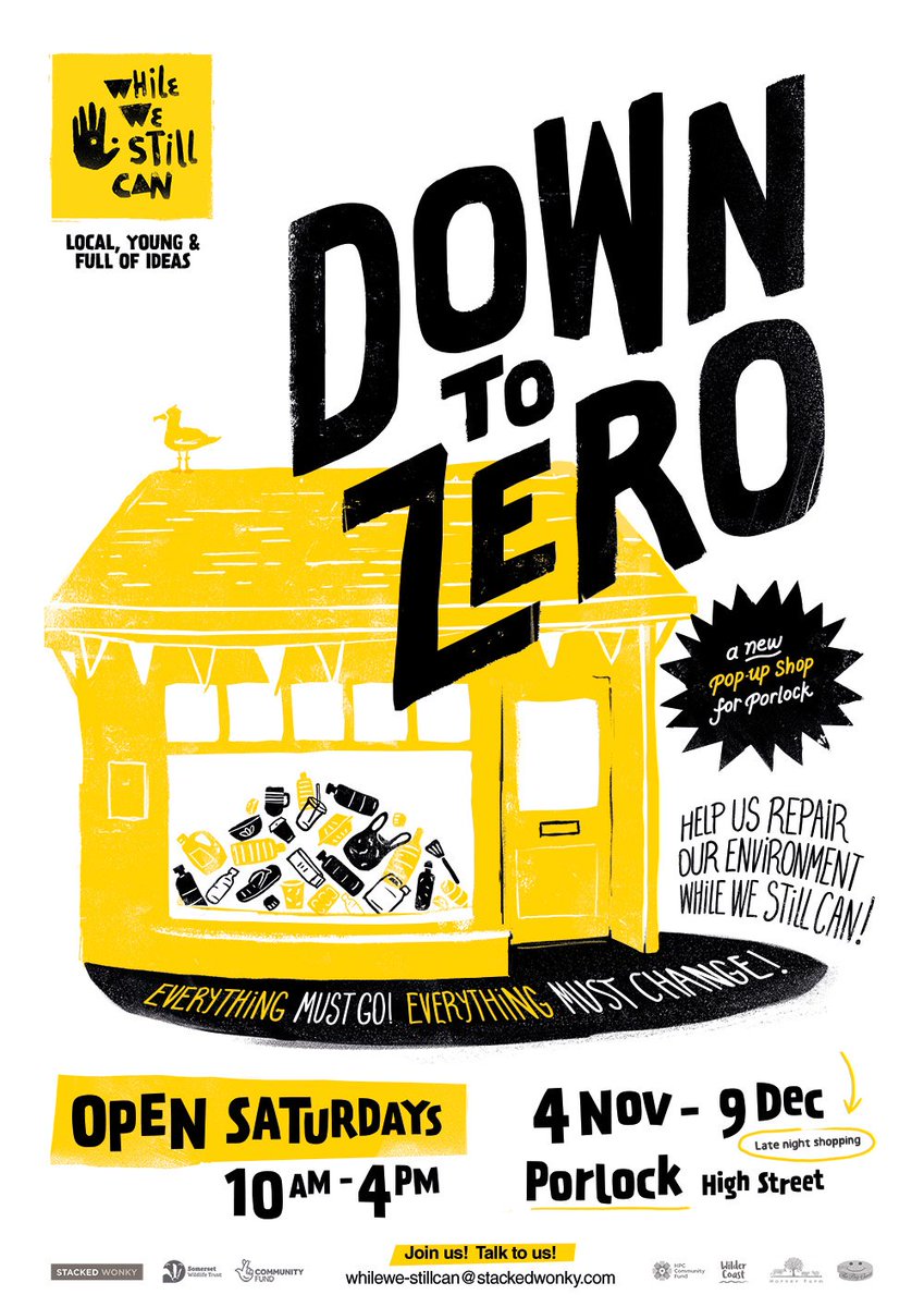 <a href="/hughesthehack/">Kate Hughes</a> can you come ?The BIG ANNOUNCMENT!
 A pop-up shop in Porlock!!!  Run by young people. Raising awareness about single use plastic. Opens for 6 Saturdays from 4 November. How to help?  All you have to do is come in. Say Hi
#SomersetWildlifeTrust #stackedwonky