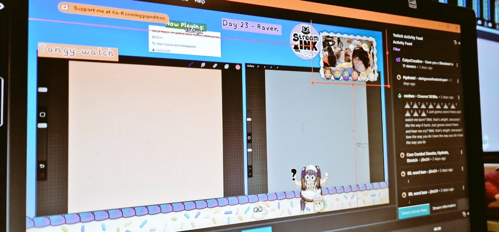 Co-arting with the <a href="/TangerineChant/">TangyChant</a> 🍊×🥚

Let's draw those spoopy arts for StreamINK at twitch.tv/euphoriatic!

#digitalart #twitchtv