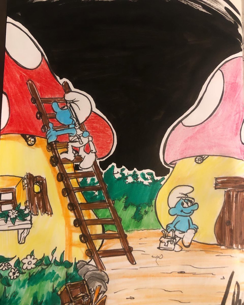 Lijipen's tweet photo. Inktober 2023 (version MCH )
Jour 29 = Monde miniature 🍄

J’ai directement pensé a eux haha 
Merci à @human_academy_europe !

#drawing #draw #dessin #art #artist #personnage #schtroumpfs #bleu #inktober #cartoon #bd #mondeminiature #instagram #post #challenge #concours https://t.co/S2VPITzSpF