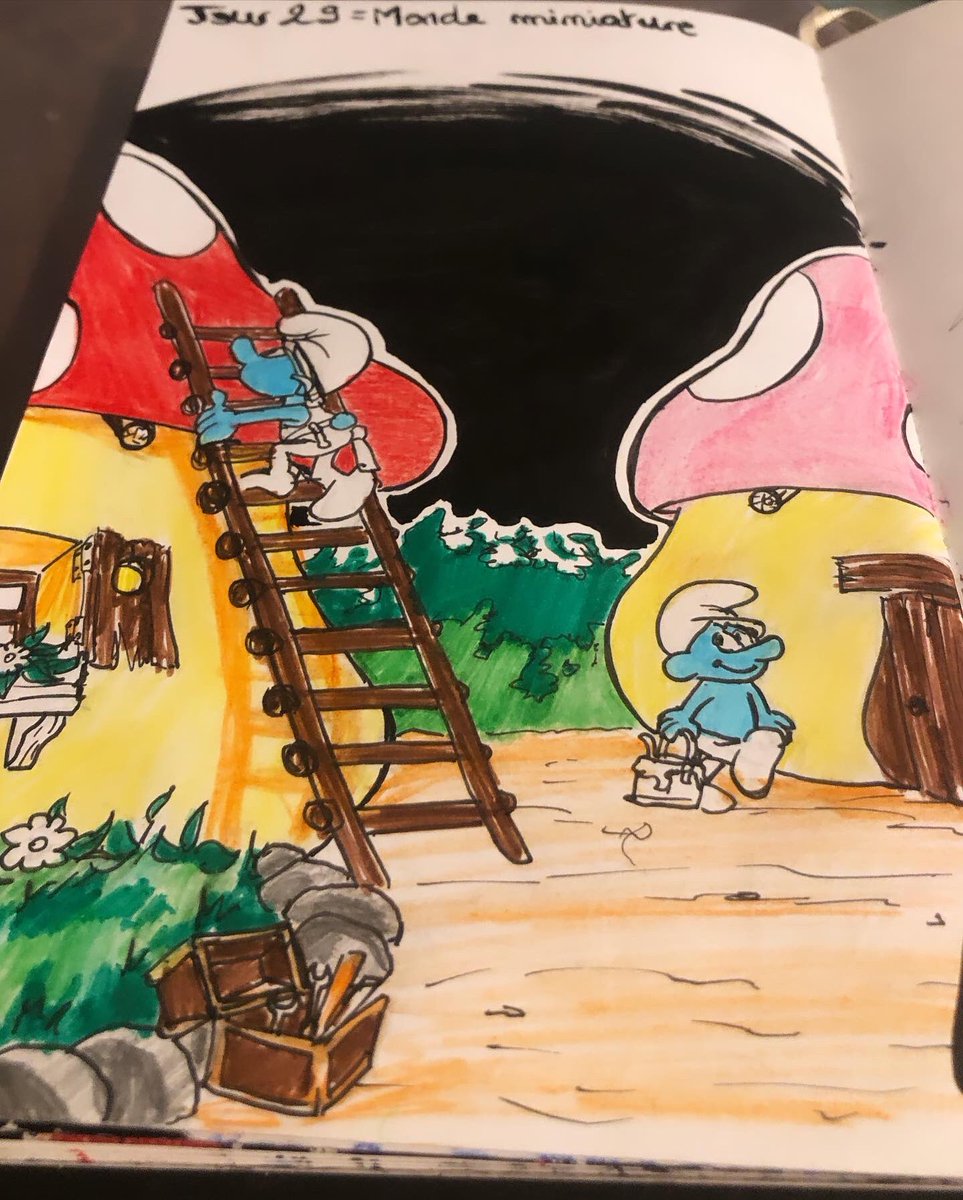 Lijipen's tweet photo. Inktober 2023 (version MCH )
Jour 29 = Monde miniature 🍄

J’ai directement pensé a eux haha 
Merci à @human_academy_europe !

#drawing #draw #dessin #art #artist #personnage #schtroumpfs #bleu #inktober #cartoon #bd #mondeminiature #instagram #post #challenge #concours https://t.co/S2VPITzSpF