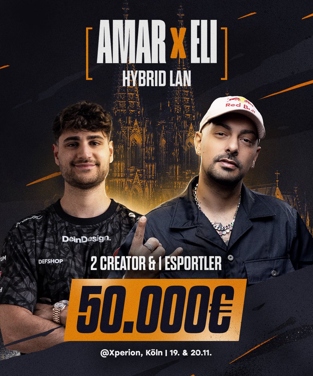 AmarCoDTV's tweet image. ‼️ANNOUNCEMENT‼️

Der AMARxELI Cup am 19. &amp;amp; 20.11. LIVE aus dem Xperion in Köln mit 33 Creatorn und 150 Zuschauern vor Ort.

🔸 FN Build / No-Build | 2 Creator | 1 Pro 
🔸 19. &amp;amp; 20.11.2023
🔸 Pricepool: 50.000€

Kommentiert, wenn ihr Creator oder Pro seid und teilnehmen wollt.