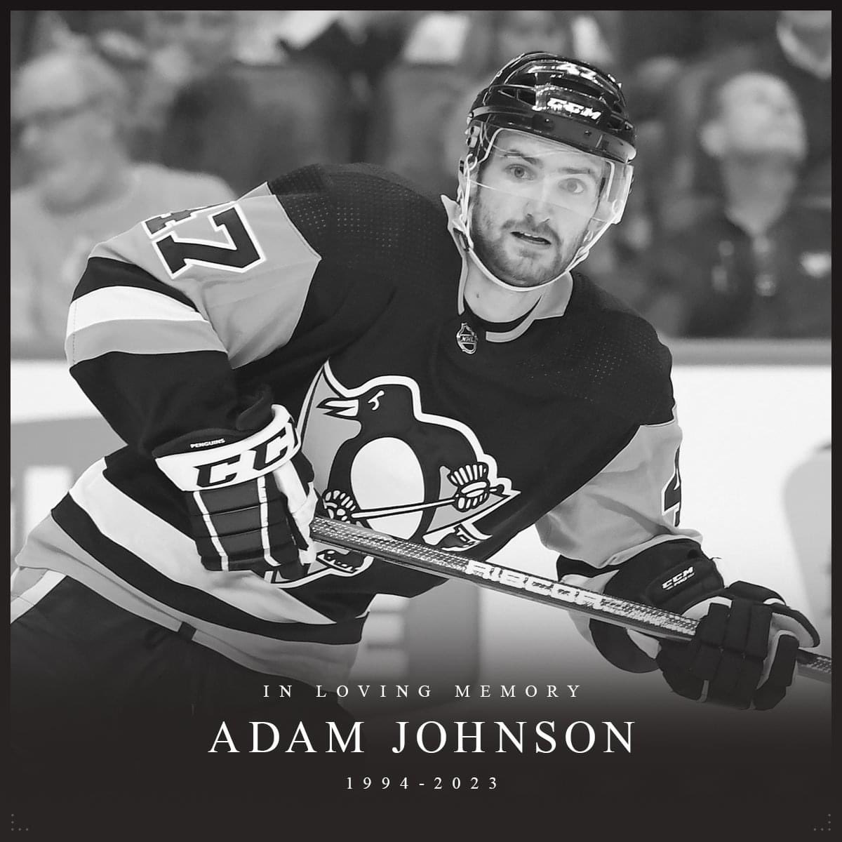 GRhockeyHS's tweet photo. The hockey world is mourning the loss of Hibbing native, Adam Johnson, following a tragic on-ice accident.  Our thoughts and prayers go out Adam’s family, friends, and loved ones. https://t.co/d3rszhYL1t