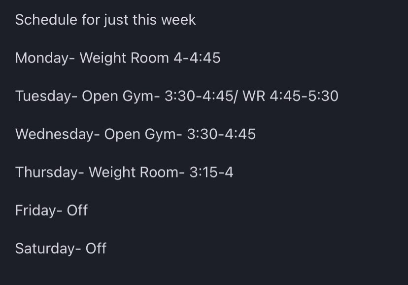 Schedule to wrap up month 2 and roll into month 3!!! 💪🏼