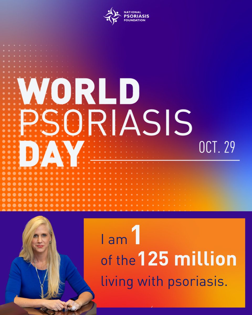 As someone affected by both #psoriasis and #PsoriaticArthritis, I'm grateful for the leadership and commitment from @NPF in raising awareness and providing support to our community! 🧡💙 #WorldPsoriasisDay'