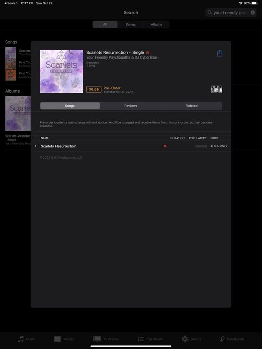 Scarlets Resurrection - Single by Your Friendly Psychopaths &amp; DJ Cyberlime https://t.co/IIhJYWBXaN PRE-ORDER<a href="/tag/music"class="tags"><span>#music</span></a><a href="/tag/life"class="tags"><span>#life</span></a><a href="/tag/alaska"class="tags"><span>#alaska</span></a><a href="/tag/single"class="tags"><span>#single</span></a>