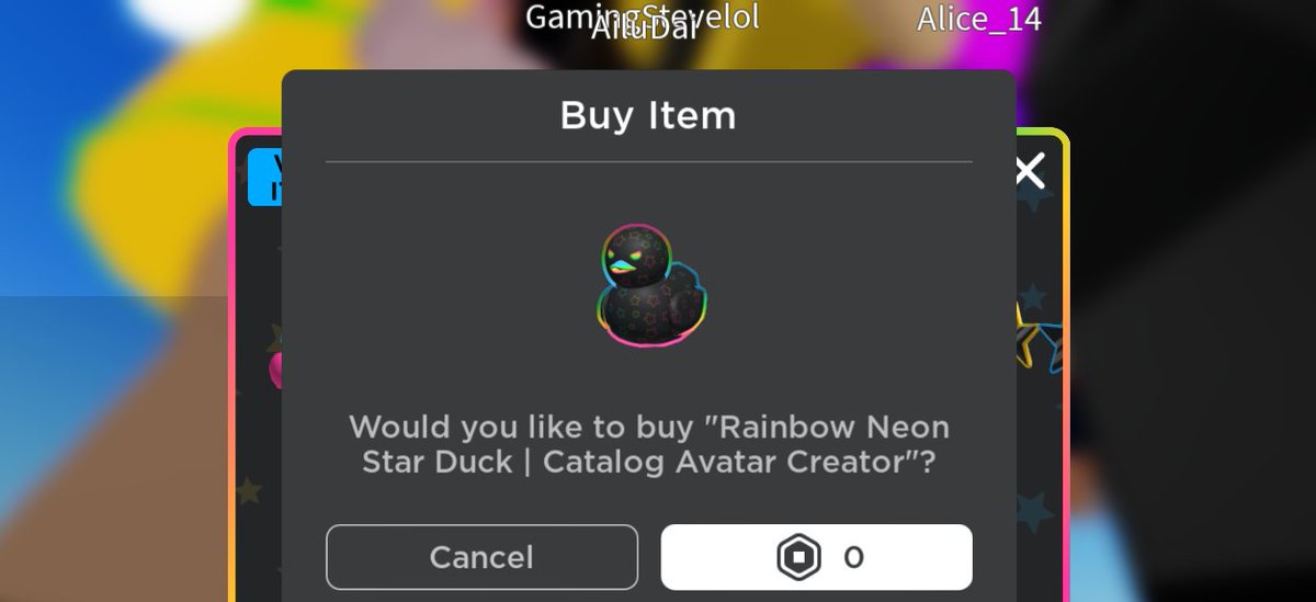 Rainbow Neon Star Duck, Catalog Avatar Creator