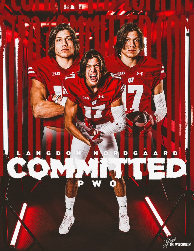 Langdon Nordgaard (@langnordgaard) on Twitter photo After a great conversation with <a href="/Im_MikeB/">Mike Brown</a> & <a href="/CoachFick/">Luke Fickell</a> & an amazing game-day visit, I’m extremely excited to announce my commitment to <a href="/BadgerFootball/">Wisconsin Football</a>
Thank you to my family & <a href="/wdp_football/">West De Pere Football</a> teammates & coaches. Looking forward to starting my future as a Badger! 🦡🏈#OnWisconsin After a great conversation with <a href="/Im_MikeB/">Mike Brown</a> & <a href="/CoachFick/">Luke Fickell</a> & an amazing game-day visit, I’m extremely excited to announce my commitment to <a href="/BadgerFootball/">Wisconsin Football</a>
Thank you to my family & <a href="/wdp_football/">West De Pere Football</a> teammates & coaches. Looking forward to starting my future as a Badger! 🦡🏈#OnWisconsin