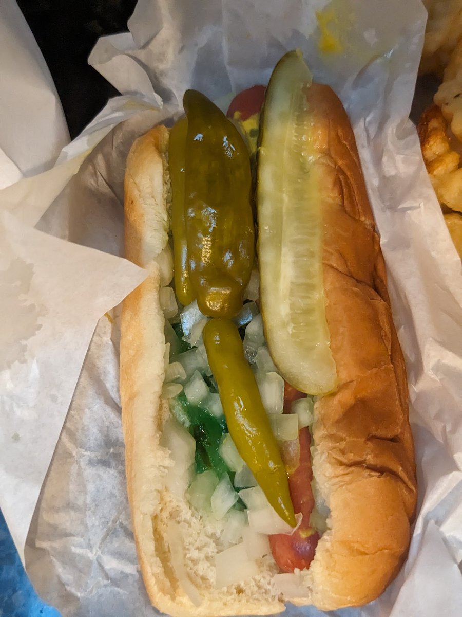 #chicagohotdog #Chicago 

A #hotdog isn't a hotdog unless it's neon green. And remember, NO ketchup.