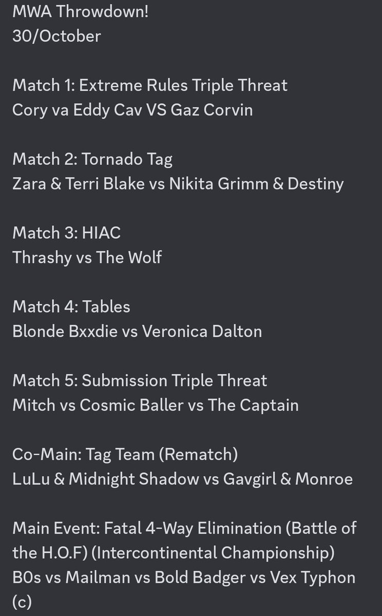 Match card for tomorrow night! Who do you think will come out on top for the Intercontinental Championship?!

#WWE2K23 #weareMWA #twitch