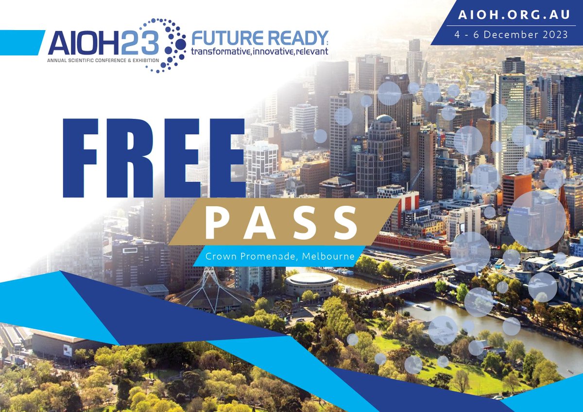 Students - are you looking for a career with impact? 

We are giving away free passes to our Annual Scientific Conference and Exhibition held at Crown Promenade, Melbourne on 3rd - 6th December.

If you think you fit the bill, email admin@aioh.org.au to tell us why.