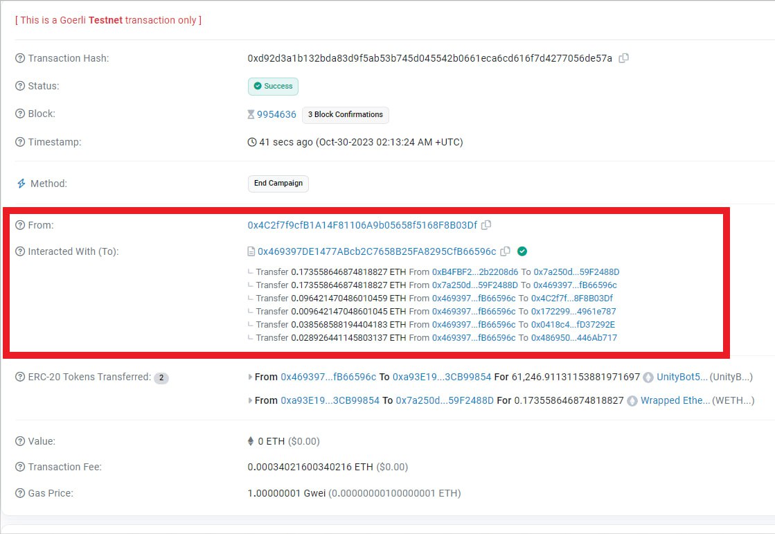 UnityBotETH's tweet image. Here you can see the transaction details showcasing how sells are evenly distributed based on the percentage invested.

This is just a taste of what UnityBuyBot has in store for you. Stay tuned for more updates as we get closer to UnityBuyBot going live! #UnityBuyBot🚀💡