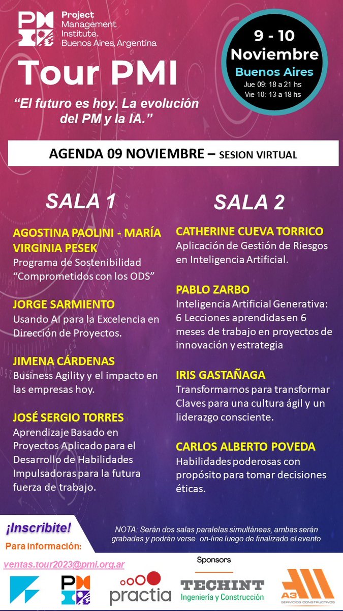 PMIBA_Arg's tweet photo. ¡La emoción está en su punto máximo! ¡Falta menos que nunca para nuestro TOUR PMI BUENOS AIRES 2023! 
Participa de la sesión virtual y disfruta de las presentaciones hasta 30 días después. 
📅 Jueves 09/11 - Virtual
⏰ 18:00 hs. a 21:00 hs. (GMT-3) 🖥️ Airmeet
#pmiba #TourPMIBA https://t.co/8p2GvEHzEh
