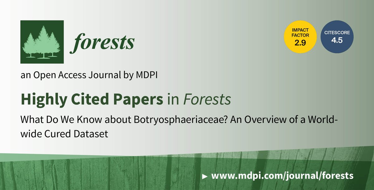 Forests (@forests_mdpi) on Twitter photo 🌲 #Forests🆕Feature Paper Article Series
"What Do We Know about #Botryosphaeriaceae? An Overview of a Worldwide Cured Dataset", written by <a href="/Batis_Eduardo7/">Eduardo Batista</a>, Anabela Lopes and @arturjalves
👉 mdpi.com/1999-4907/12/3…
📗 #fungaldiversity #hostjumps #quarantinemeasures 🌲 #Forests🆕Feature Paper Article Series
"What Do We Know about #Botryosphaeriaceae? An Overview of a Worldwide Cured Dataset", written by <a href="/Batis_Eduardo7/">Eduardo Batista</a>, Anabela Lopes and @arturjalves
👉 mdpi.com/1999-4907/12/3…
📗 #fungaldiversity #hostjumps #quarantinemeasures