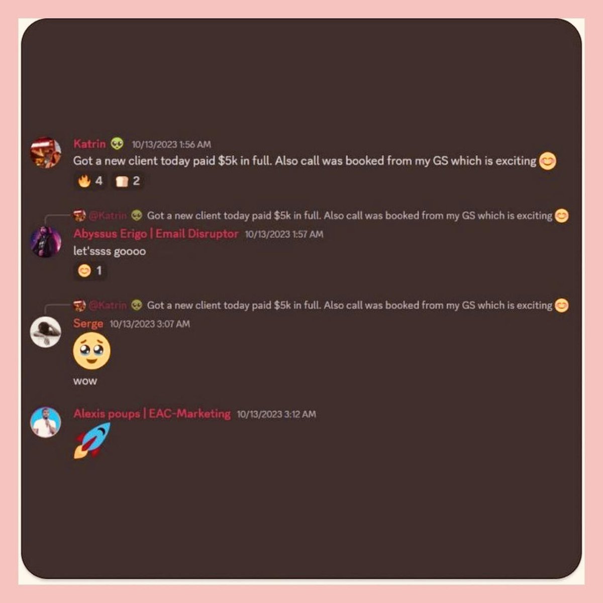 Mika_M01's tweet photo. New $5k deal for Katrin with the new offer with the GS team! https://t.co/9tDUpFj5Sd