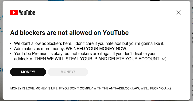 super_mario231's tweet photo. YouTube right now in the nutshell:
#rant #YouTube #adblock #adblocker #YouTubeAdblocker #YouTubeAdblock https://t.co/R6P57WLrUd