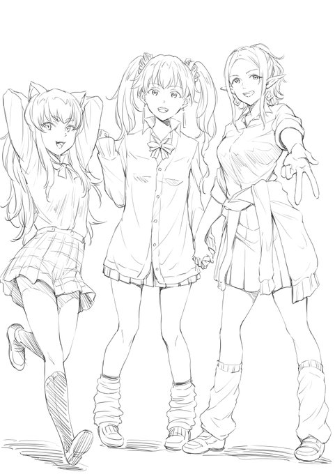 異世界風俗エステヒロインズが現世のギャルに逆転生みたいならくがき。 