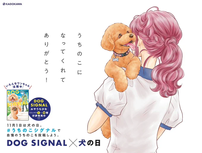 / 明後日11/1はワンワンワン、犬の日🐶 交通広告掲出中!② \  11/5までDOG SIGNALの交通広告が大阪梅田駅紀伊国屋書店入口前にて掲出中! みやうち先生描き下ろしのかわいいトイプードルのイラストが目印☆ お近くにお越しの際はぜひお立ち寄りください!  ※駅及び駅係員へのお問い合わせはご遠慮ください。 (お問い合わせ先:)  #DOGSIGNAL #ドッグシグナル #うちのこシグナル