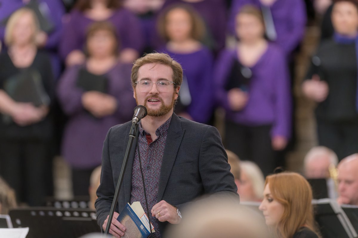 AnselmMcdonnell's tweet photo. A superb night of music-making last night to celebrate the 10th anniversary of @niconcertband! Thank you to the band &amp; @grosvenorchoir for an incredible performance of my new commission from @soundandmusic @MakingMusic_UK @MakingMusic_NI 'Sometimes I dream of blue' https://t.co/6oLPDhRZDP