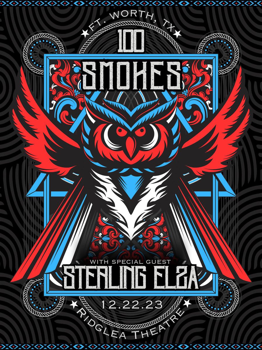 100Smokes's tweet photo. Just added a show in Fort Worth on December 22nd for our debut at Ridglea Theatre! Bringing the homie Sterling Elza to help burn shit down! Get your tickets now! https://t.co/1hcaKPOWwz