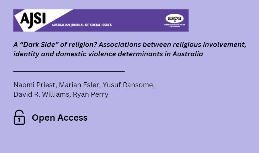 This study investigates associations between religious involvement and identity and attitudes related to domestic violence using nationally representative cross-sectional data onlinelibrary.wiley.com/doi/full/10.10…