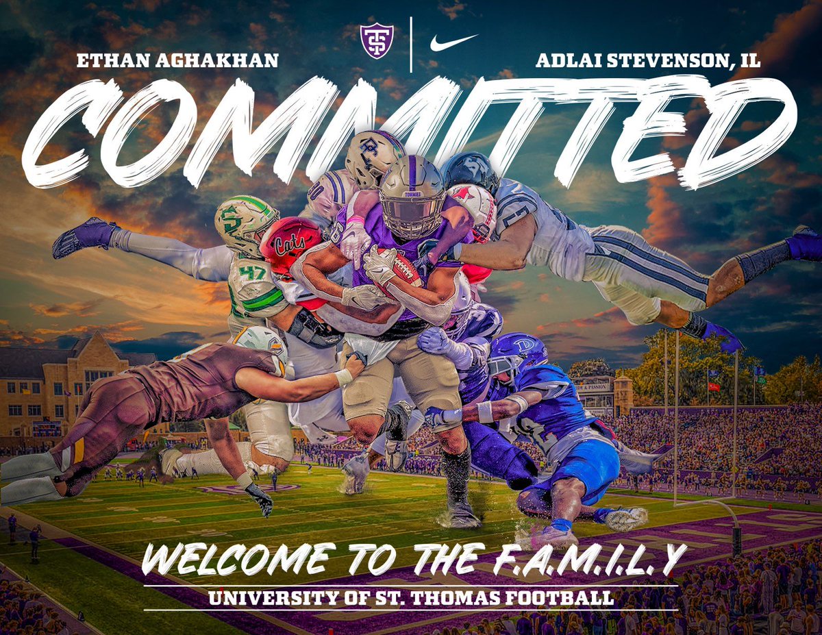 Ethan Aghakhan (@eaghakhan) on Twitter photo After an amazing game visit & conversation with @CoachKuback & <a href="/Coach_Caruso/">Coach Glenn Caruso</a>, I’m excited to announce my commitment to <a href="/UST_Football/">St. Thomas Football</a> 😤
Thank you to my family, <a href="/SHSpatFB/">SHS Patriot FB</a> coaches & teammates🙏 <a href="/TommieAthletics/">St. Thomas Athletics</a> <a href="/MikeBuke99/">Michael Buchanan</a> @HSFBscout <a href="/LemmingReport/">Tom Lemming</a> <a href="/CoachBigPete/">Peter "Coach Big Pete" Leinweber</a> <a href="/Bryan_Ault/">Bryan Ault - Midwest Scout</a> After an amazing game visit & conversation with @CoachKuback & <a href="/Coach_Caruso/">Coach Glenn Caruso</a>, I’m excited to announce my commitment to <a href="/UST_Football/">St. Thomas Football</a> 😤
Thank you to my family, <a href="/SHSpatFB/">SHS Patriot FB</a> coaches & teammates🙏 <a href="/TommieAthletics/">St. Thomas Athletics</a> <a href="/MikeBuke99/">Michael Buchanan</a> @HSFBscout <a href="/LemmingReport/">Tom Lemming</a> <a href="/CoachBigPete/">Peter "Coach Big Pete" Leinweber</a> <a href="/Bryan_Ault/">Bryan Ault - Midwest Scout</a>