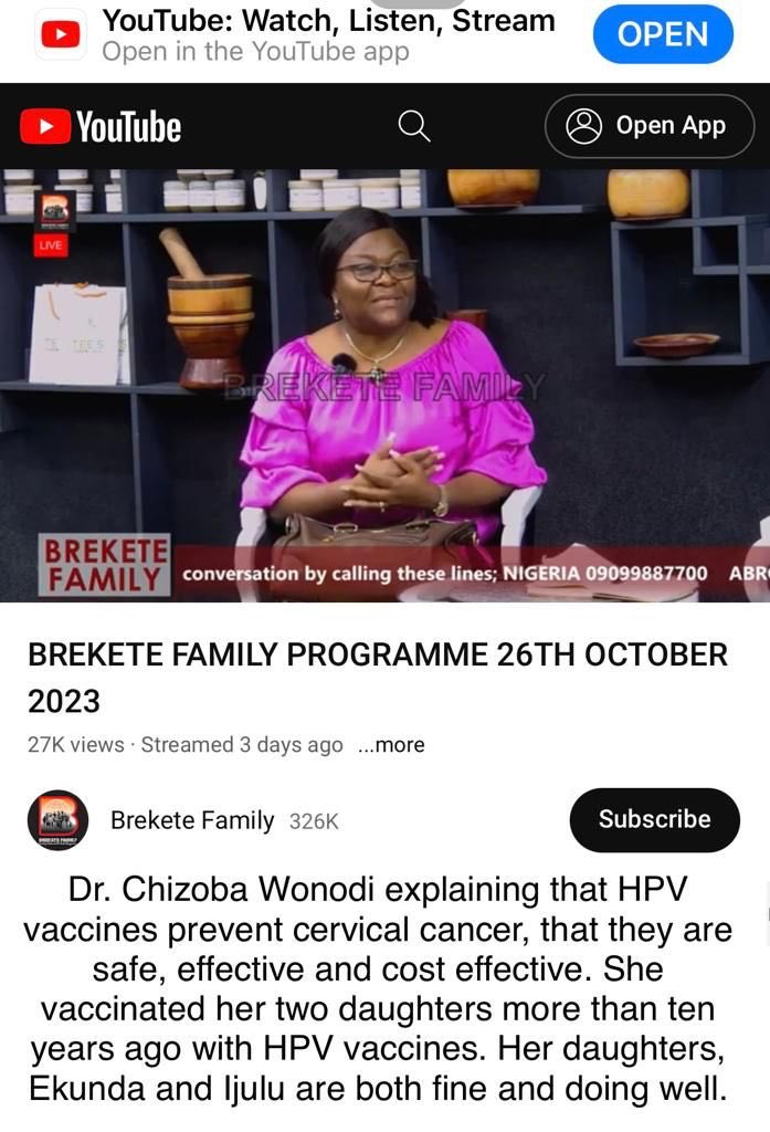 Please share widely to assure parents and encourage HPV vaccination of girls 9-14 years of age in Nigeria. youtube.com/clip/UgkxwGGmg…