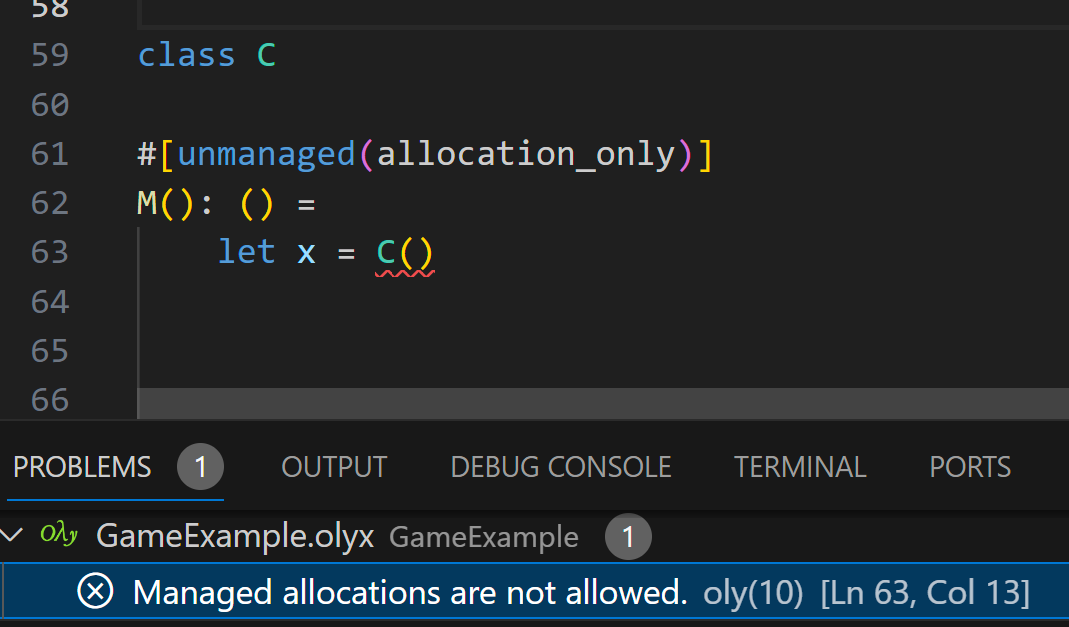 Experimenting with an analysis feature in Oly. Mark a function with '#[unmanaged(allocation_only)]' which means that function's scope will not allocate anything on the GC heap. You can only do stack or unmanaged allocations. Might be a bad idea; still fun to try!