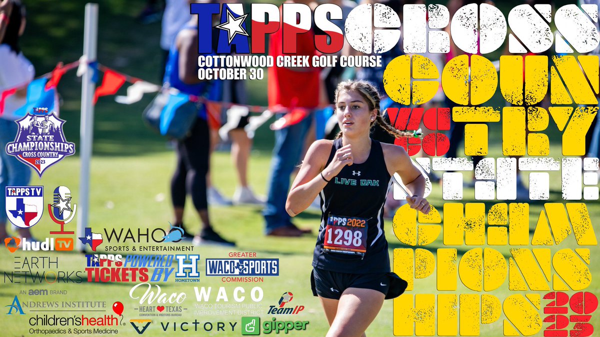 We’ll see you TOMORROW for the 2023 #TAPPScrosscountry State Championships! 👟☔️🥶🏆
📍 Cottonwood Creek Golf Course, Waco
🎟  tapps.biz/tickets/ 
📺  tappstvnetwork.com/TAPPSTV/
⏱️ bit.ly/3FDHwQi