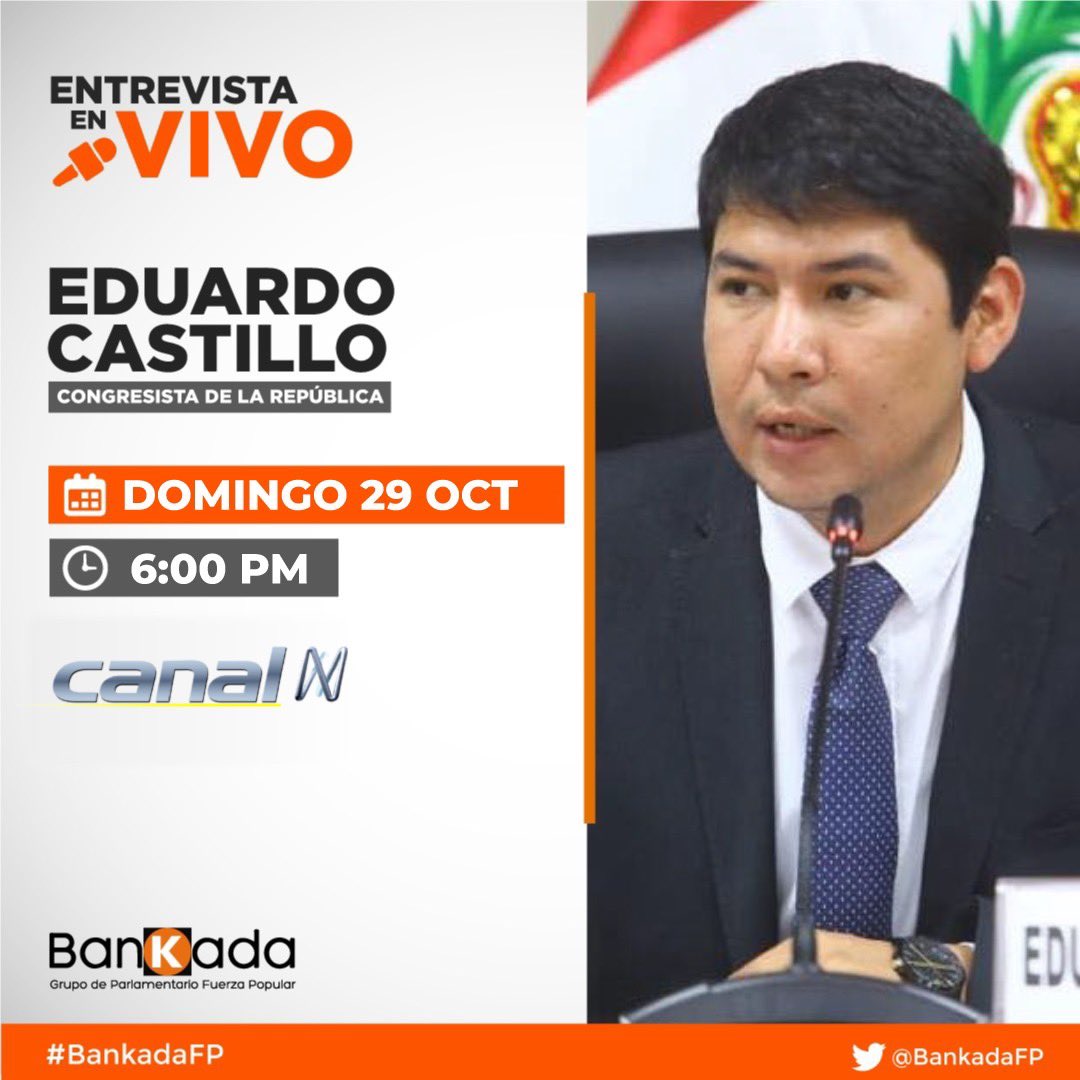 BankadaFP's tweet photo. En breve, nuestro vocero titular, @EduCastilloR_, estará en vivo vía @canalN_. https://t.co/5FHuOnIqBL