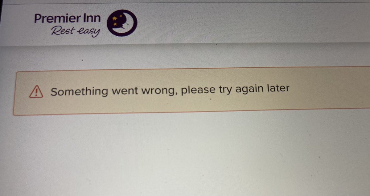 ⁦<a href="/premierinn/">Premier Inn</a>⁩ I’ve been trying for three days to cancel a booking online and continually get this message, do you have an issue with your website?
