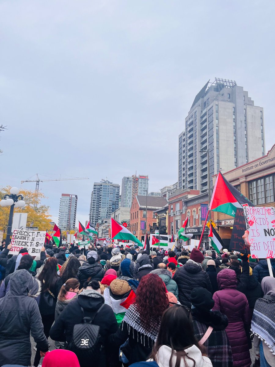 What I have learnt from years of protests is this: people are often miles ahead of their leaders. What is “complicated” for politicians is plain in the streets. We were thousands marching for humanity &amp; for the people of #Gaza in #Ottawa today. #CeasefireNOW