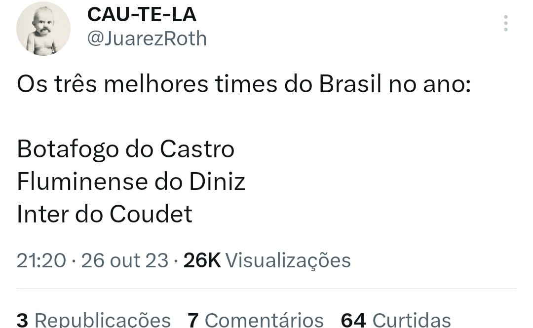 ArturGreff's tweet photo. @JuarezRoth Professor, sei que não gosta do Renato, mas Coudet jamais será 10% do que Renato é... Falta acima de tudo sorte de campeão https://t.co/HQ2ZpM9OKd