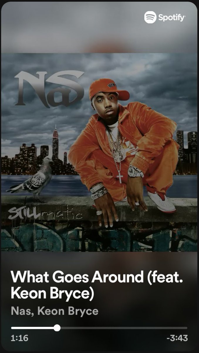 LikeIsNas's tweet photo. This song is still so good and fresh. #WhatGoesAround @Nas #Nas
@BlackBondGirl @LikeIsNas #hiphop #Stillmatic #KeonBryce #BeatBreaks #playlist. 🎧 https://t.co/44Hu7GVWGt
