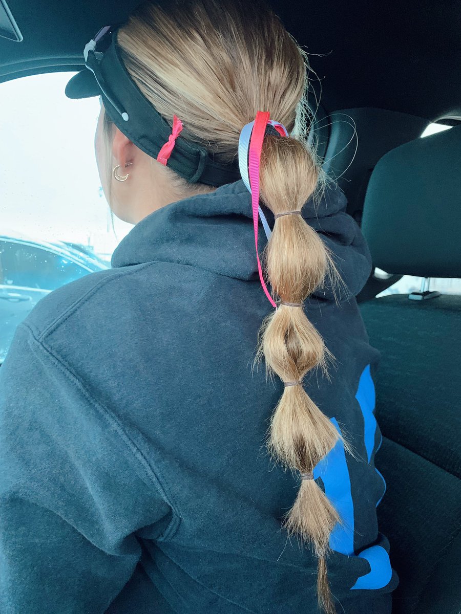 Pink ribbon in the hair for Auntie Jen going through the same battle my momma beat <a href="/Schaefers_B/">Brenda Schaefers</a> . #Fight #BreastCancerAwareness You’re always in my prayers Jenny 💞💞