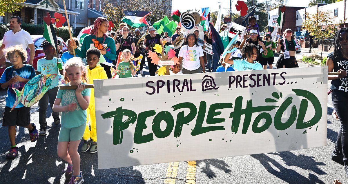 Philly's #SpiralQ Peoplehood Parade Oct 28 - a beautiful art-making and community building process that takes hundreds of artists, activists, adults, children, and community members to create. More photos: flic.kr/s/aHBqjB1iCx
