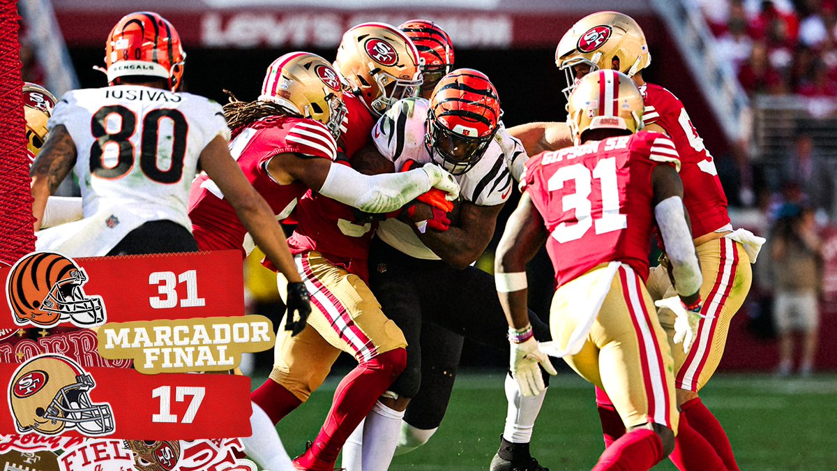 49ersESP's tweet photo. Marcador Final en casa.

#CINvsSF

#FTTB https://t.co/UxFz99KpRo