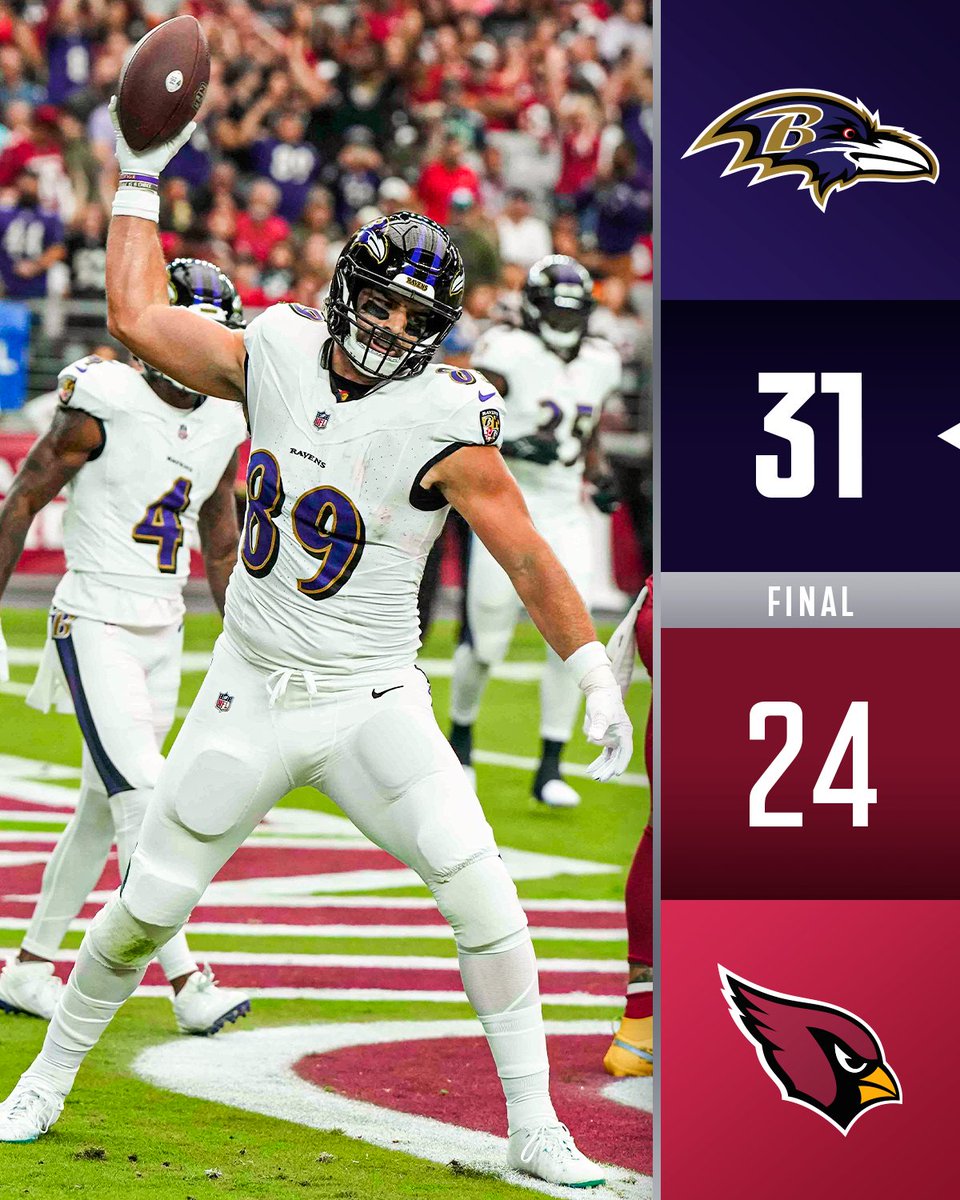 NFL's tweet photo. FINAL: @Ravens improve to 6-2! #BALvsAZ https://t.co/LYwCtmOfNS