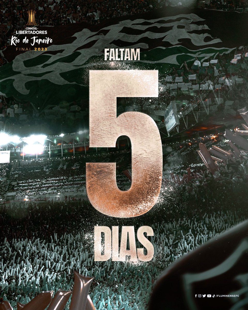 FluminenseFC's tweet photo. 5️⃣ DIAS! 🖐️ DIAS, FLUMINENSE! VAMOS, TRICOLORES! #Fluminense #VamosTricolores https://t.co/O9etNF7TiQ