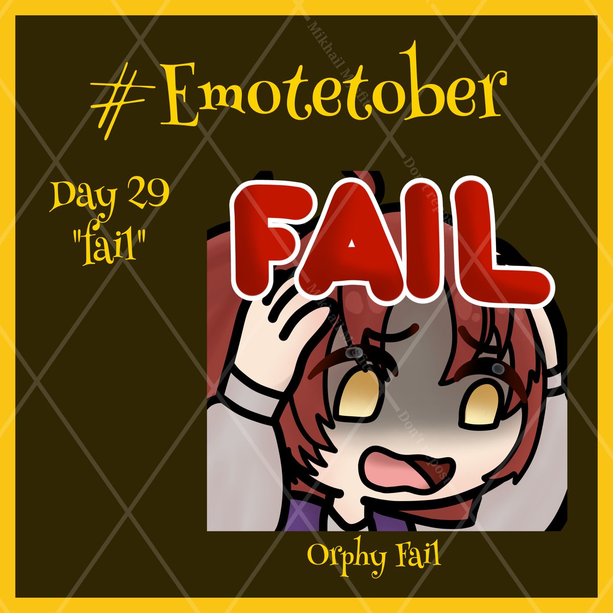 MikhailMysfit's tweet photo. #Emotetober day 29 "fail"
Although the fail was mostly mine yesterday with the wrong number, here's the face of @OrpheusHatzi when he screwed up in the Underworld.
It's a canon event, Orphy, you can't stop it
#EmoteArtist #VArtist #VtuberEN #VtubersUprising #Hartzi https://t.co/1P8jvjENbq