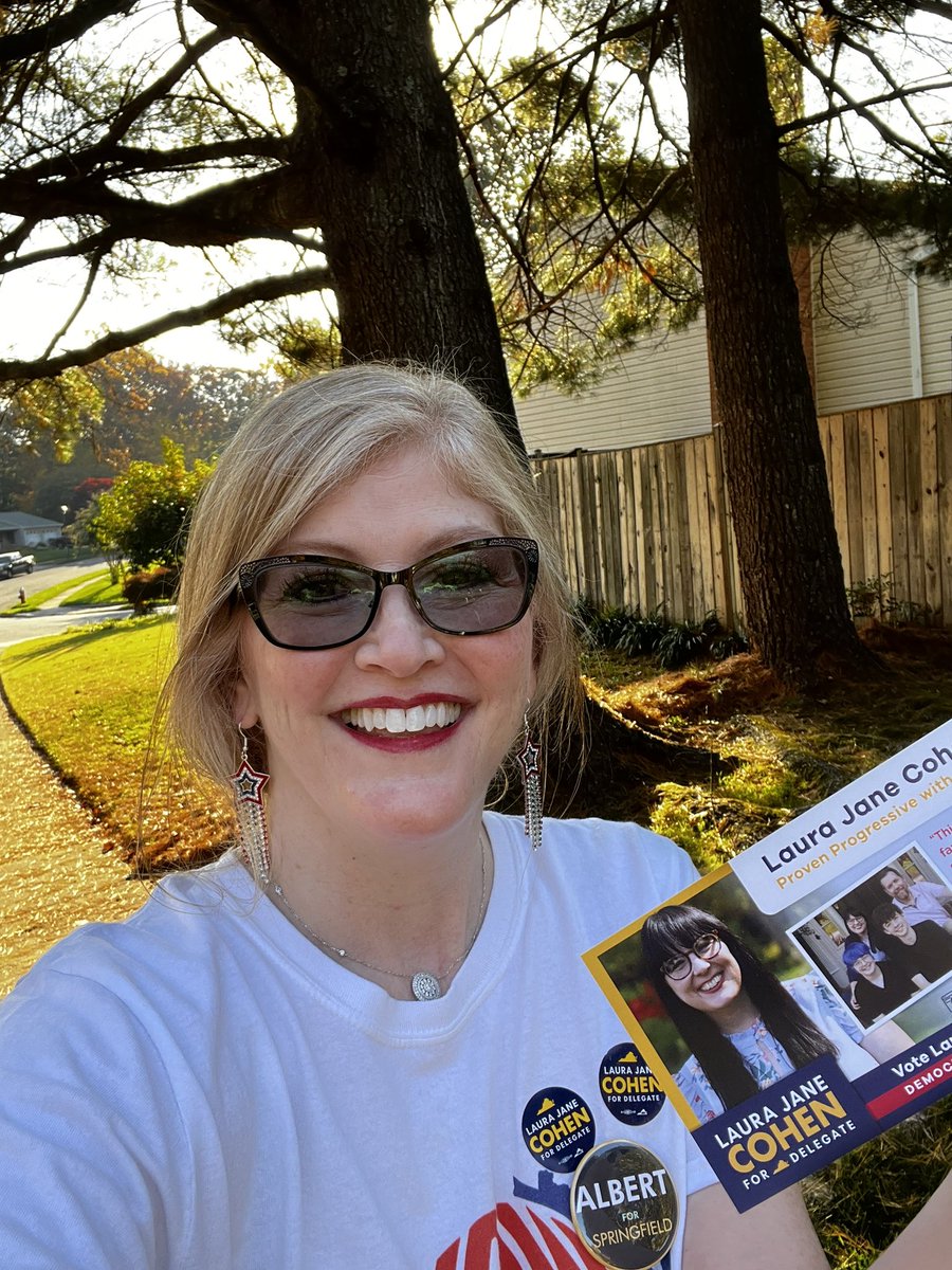 VANOWChapter's tweet photo. #VirginiaNOW PAC was out canvassing today this second to the last weekend before a consequential election! We were on the doors for our #equality champion candidates where we formally announced endorsements for all three really good people: @AV4Springfield & @LauraJaneCohen along with #ERANow favorite, @JCarrollFoy