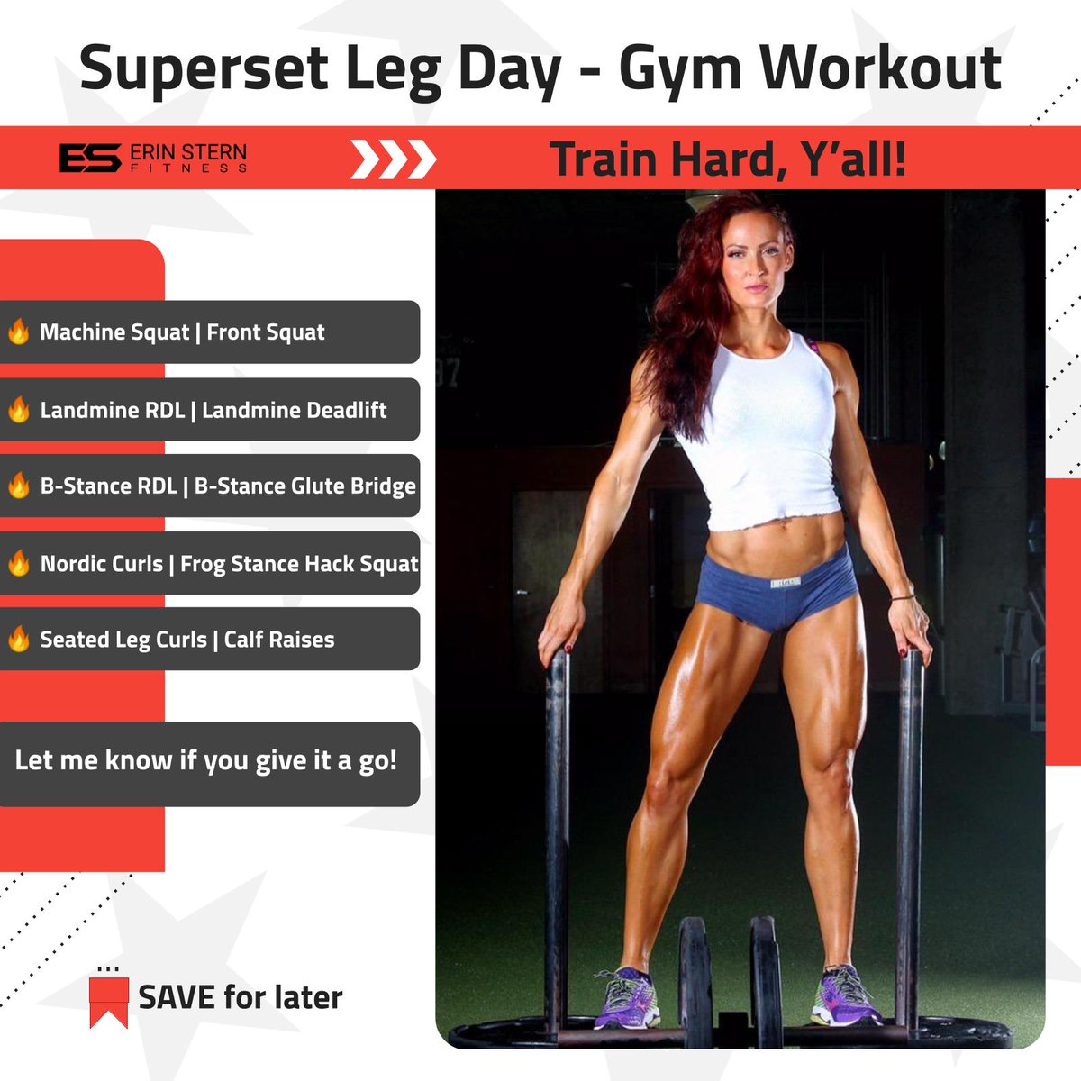 ErinFAST's tweet photo. Want a great superset 🦵leg workout? Save this one for later and give it a try. Let me know how you like it! ⬇️

#legworkout #erinstern #legday #fitness #fitnessgoals #lowerbody #legs #workout #fitnessgirl #gym #gymlife #gymgirl #ErinSternFitness #quads #WomensHealth https://t.co/BskgCgDgam