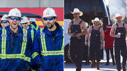 BREAKING | Oilers and Flames celebrate Alberta's heritage of rig-pig cosplay and male burlesque shows #HeritageClassic