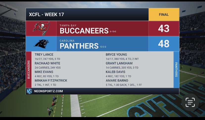 XCFLJmo's tweet photo. Week 17 @XCFLNetwork https://t.co/lOvgKeZQqF