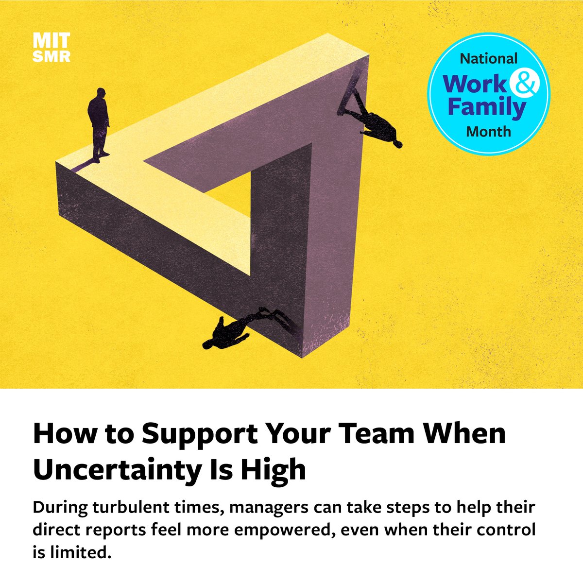 mitsmr's tweet photo. October is National Work and Family Month. Here are a few MIT SMR articles to help leaders shape healthier, more balanced work environments. #workandfamilymonth
▶️ https://t.co/pwWCZsxq26 https://t.co/8y3XBtDEhB